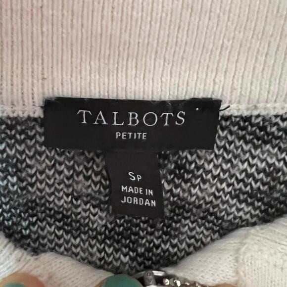 Talbots Quarter Zip Black and White Houndstooth Sweater SZ SP - Picture 5 of 6